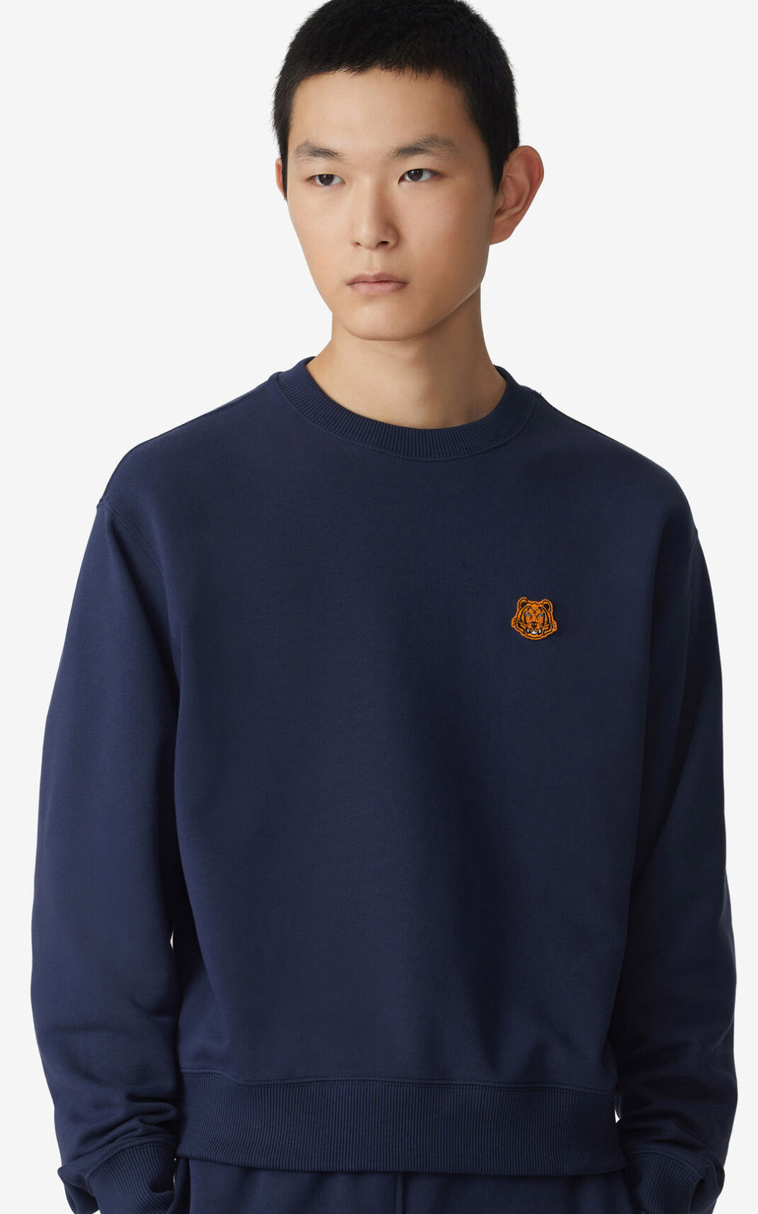 Sweatshirt Kenzo Tiger Crest Masculino - Azul Marinho Azuis | 679XFDOZP